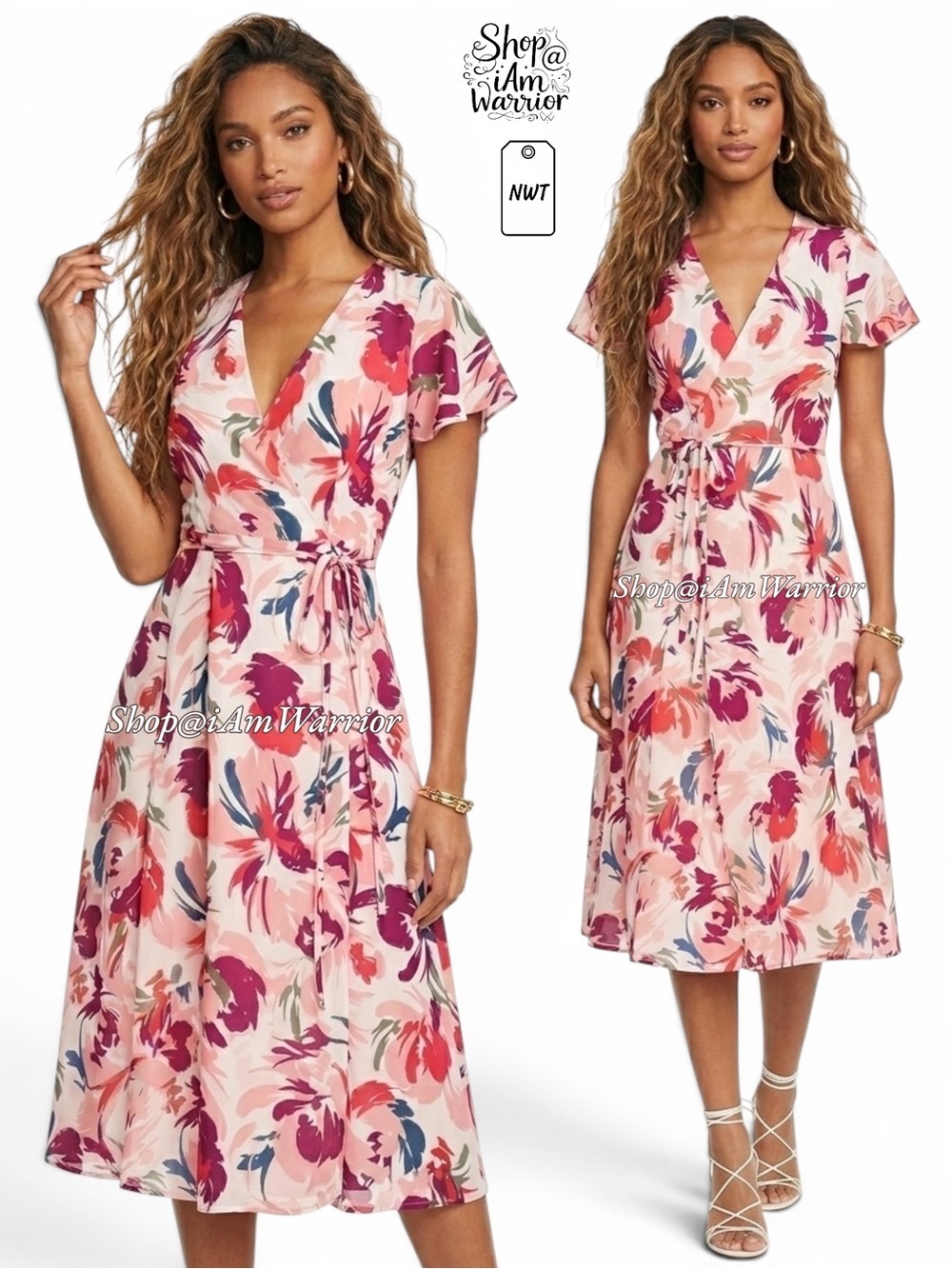 Red Dress Boutique NWT midi floral wrap tie dress *shop@iamwarrior